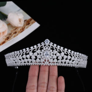 Trendy Exquisite Cubic Zirconia Bridal Crown Premium Wedding Tiara Hair Accessories