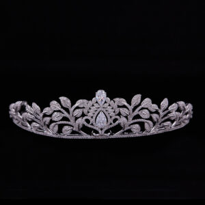 High-End Baroque Cubic Zirconia Crown Elegant Bridal Wedding Tiara Hairpiece