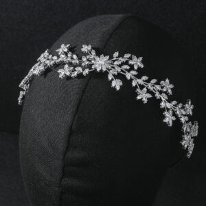 Elegant Trendy Cubic Zirconia Crown Headband Premium Bridal Wedding Tiara
