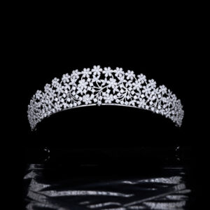 Premium Handmade Minimalist Princess CZ Flower Crown Elegant Bridal Wedding Tiara