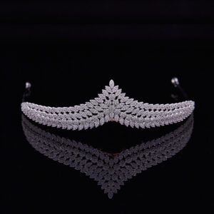 High-End Micro Pave CZ Copper Crown Bridal Wedding Tiara Elegant Wedding Hairpiece