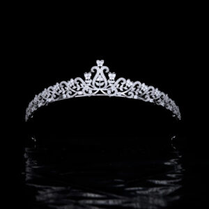 Premium Handmade Minimalist Princess CZ Crown Elegant Bridal Wedding Tiara Hairpiece
