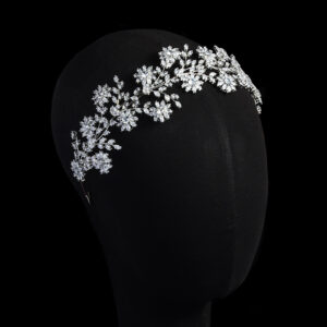 Light Luxury Handwoven Copper Inlaid CZ Headband Elegant Bridal Wedding Tiara Hairpiece